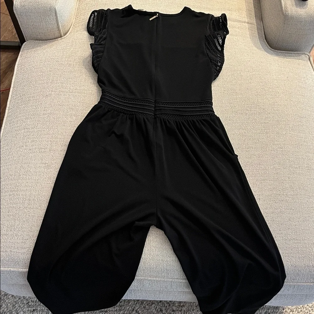 Michael Kors Black Lace-Detail Jumpsuit